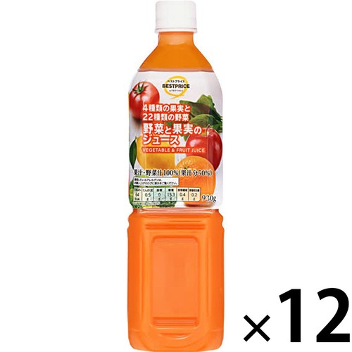4種類の果実と22種類の野菜野菜と果実のジュース  1ケース 930g x 12本 トップバリュベストプライス