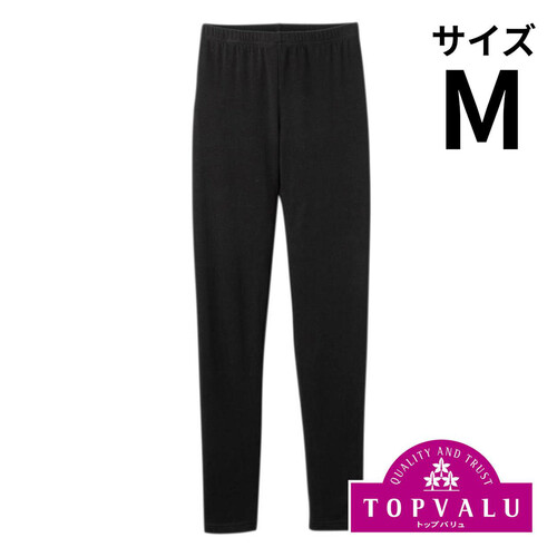 PEACE FIT WARMコットン 婦人 10分丈ボトム M クロ トップバリュ