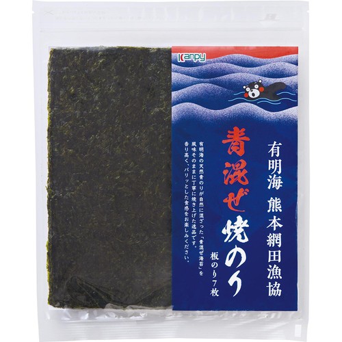 のりページ(●´ω｀●) カンピー 有明海 熊本網田漁協 青混ぜ焼のり 7枚 Green Beans
