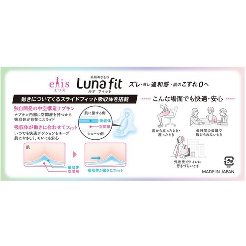 大王製紙 エリス ルナフィット ふんわりタイプ 多い昼〜ふつうの日用 羽つき 21cm 26個