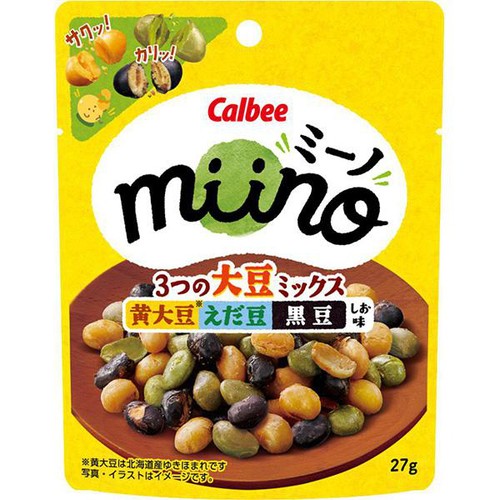 カルビー miino 3つの大豆ミックス 黄大豆えだ豆黒豆 しお味 27g Green