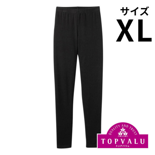 PEACE FIT WARMコットン 婦人 10分丈ボトム XL クロ トップバリュ