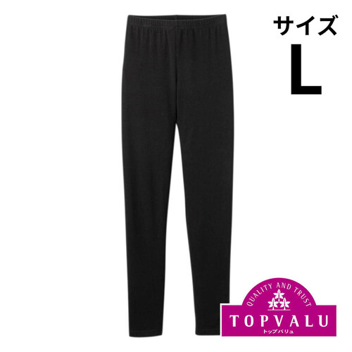 PEACE FIT WARMコットン 婦人 10分丈ボトム L クロ トップバリュ