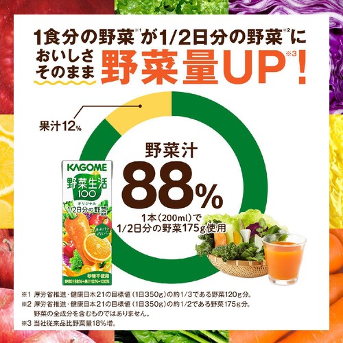 カゴメ 野菜生活100 フルーツジュース 10ケース計120本 まとめ売り