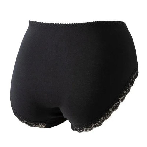 ショーツクローゼット 綿混レースデザイン ふつう 婦人 クロ L トップ