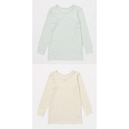 厚地 9分袖シャツ 綿100% 柄 女の子 2枚組 110cm トップバリュ