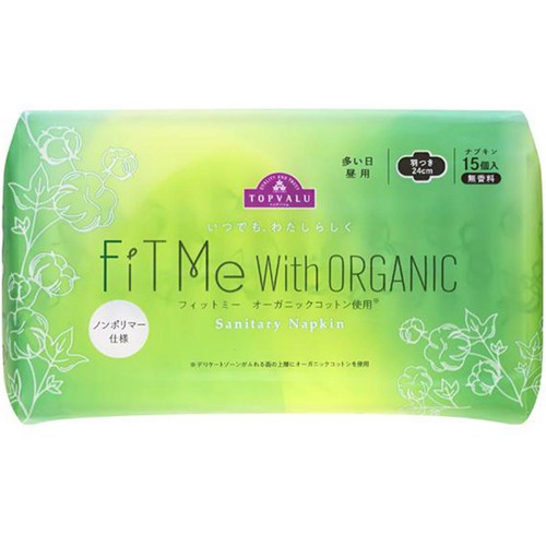 FiT Me オーガニックコットン 多い日昼用 羽つき 24cm 15個 トップバリュ