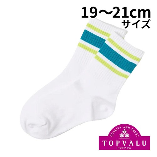 3足よりどり PEACE FIT (ピースフィット) COOL リッチェルライン クルー丈ソックス シロ 19-21cm トップバリュ