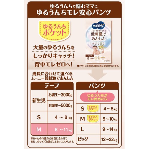 ユニ・チャーム ムーニー 低刺激であんしん テープ M (6～11kg) 46枚