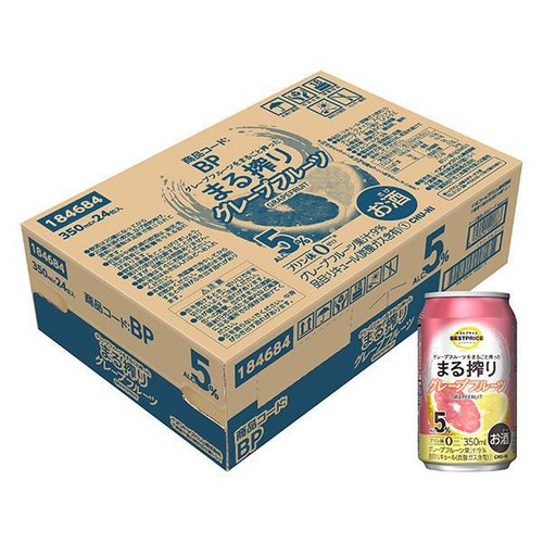 まる搾りグレープフルーツ 1ケース 350ml x 24本 トップバリュベスト