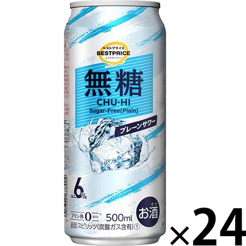 無糖プレーンサワー 1ケース 500ml x 24本 トップバリュベストプライス
