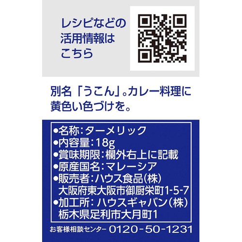 ハウス食品 GABAN ギャバン ターメリック 18g