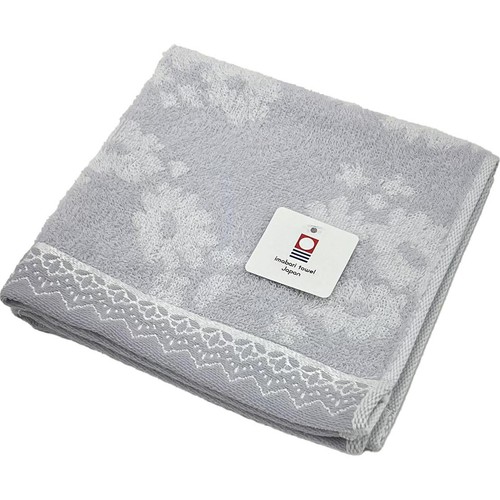 林 今治フラワーワルツ ハンドタオル約34 x 35cm グレー Green Beans