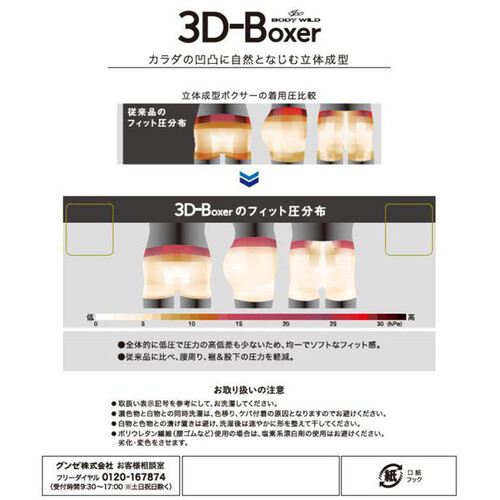 グンゼ BODY WILD 3Dボクサーサイドライン M ネービーブルー