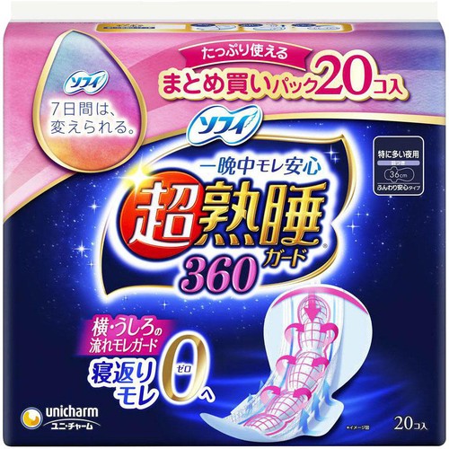 ユニ・チャーム ソフィ 超熟睡ガード 360 特に多い夜用 20枚 Green