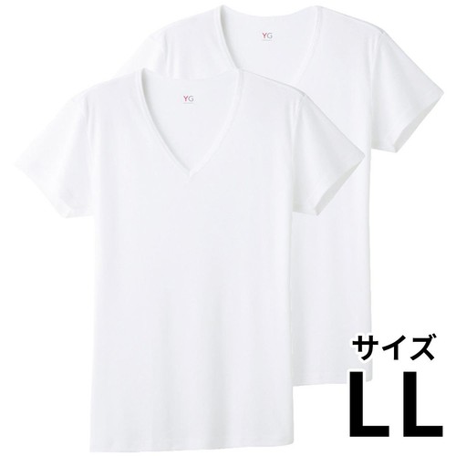 グンゼ YG 紳士DRY&DEO 2枚組VネックTシャツ LL ホワイト