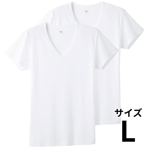 グンゼ YG 紳士DRY&DEO 2枚組VネックTシャツ L ホワイト