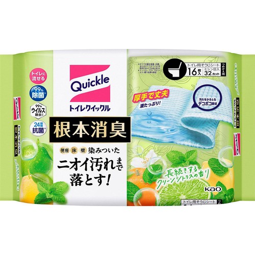 花王 トイレクイックル 根本消臭 長続きするクリーンシトラスの香り つめかえ用 8枚入 x 2個