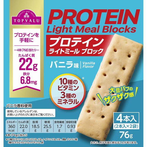 ライトミールブロックプロテイン バニラ味 4本入(76g) トップバリュ