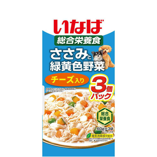 【ペット用】 いなば 総合栄養食 ささみと緑黄色野菜 チーズ入り 60g x 3袋