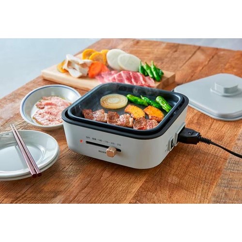 アイリスオーヤマ グリルなべ 3枚プレート ライトグレー IGUP3H Green