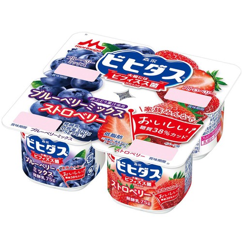 森永乳業 ビヒダスストロベリー + ブルーベリーヨーグルト 75g x 4個