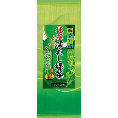 日本茶販売 緑香百撰 抹茶入り深むし緑茶 80g Green Beans | グリーン