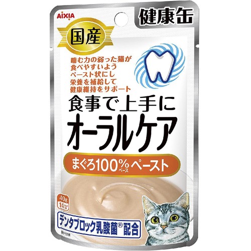 【ペット用】 アイシア 国産健康缶パウチ 上手にオーラルケア まぐろ100%ペースト 40g
