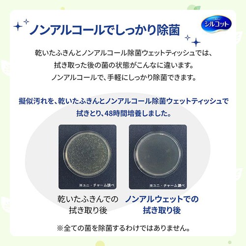 ユニ・チャーム シルコット ノンアルコール除菌 本体 43枚 Green Beans
