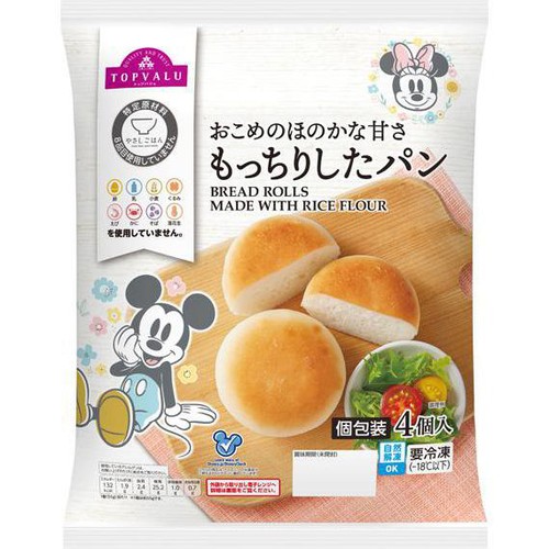 やさしごはん ディズニーもっちりしたパン【冷凍】 4個入 トップバリュ