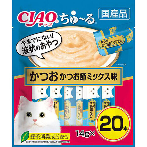 【ペット用】 いなば 国産CIAO ちゅ〜る かつお かつお節ミックス味 14g x 20本