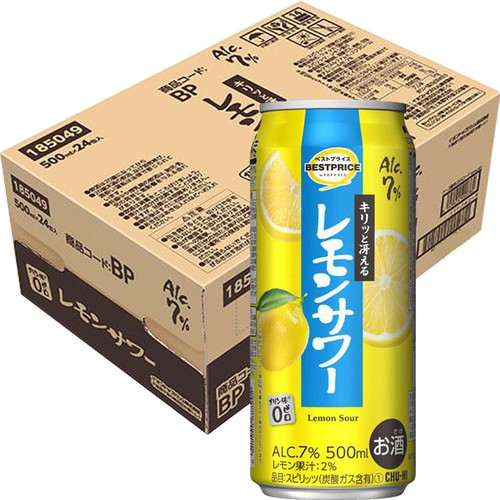 レモンサワー 1ケース 500ml x 24本 トップバリュベストプライス Green