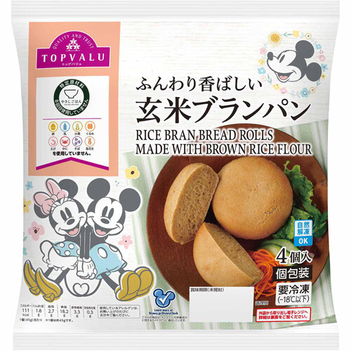 ディズニー ふんわり香ばしい 玄米ブランパン　【冷凍】 4個 トップバリュ