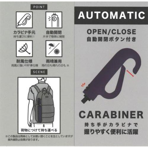 NATURAL BASIC カラビナ自動開閉折りたたみ傘 55cm ネイビー