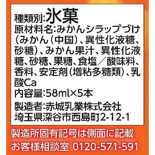 赤城乳業 ガツン、とみかん 58ml x 5本入