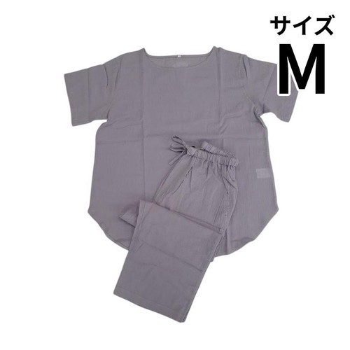 カイタックファミリー 風そよぐ 一重ガーゼ半袖7分丈上下セット 無地 婦人 M ラベンダー