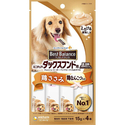 【ペット用】 ユニ・チャーム ベストバランス ミニチュア・ダックスフンド用 鶏ささみ 15g x 4本