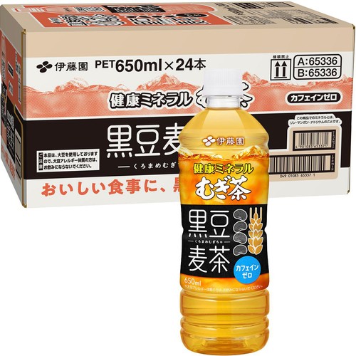 伊藤園 健康ミネラルむぎ茶 黒豆麦茶 1ケース 650ml x 24本 Green