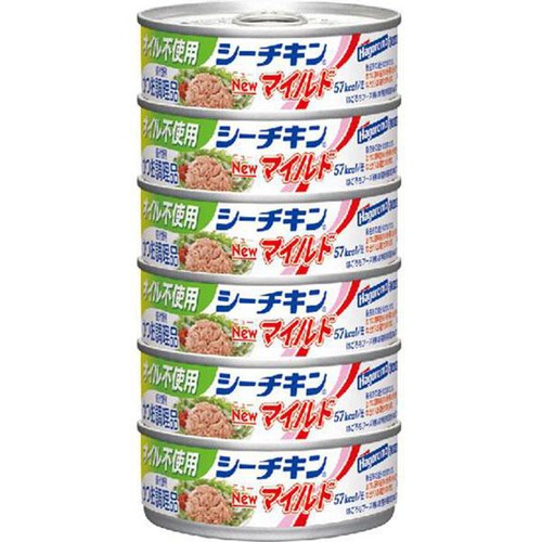 はごろもフーズ オイル不使用 シーチキンマイルド 70g x 6缶 Green