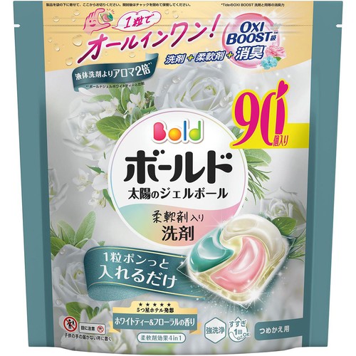 P&G ボールド 太陽のジェルボール ホワイトティー&フローラルの香り つめかえ用 テラジャンボサイズ 90個入