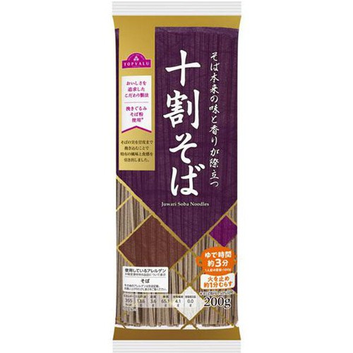 挽きぐるみそば粉使用 十割そば 200g トップバリュ