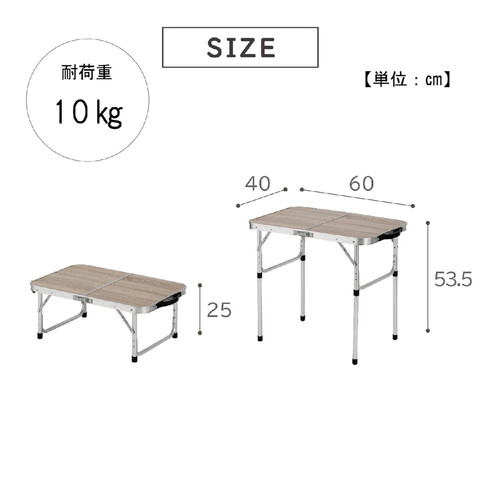 武田コーポレーション 2WAYアルミテーブル 60 x 40cm FT216040