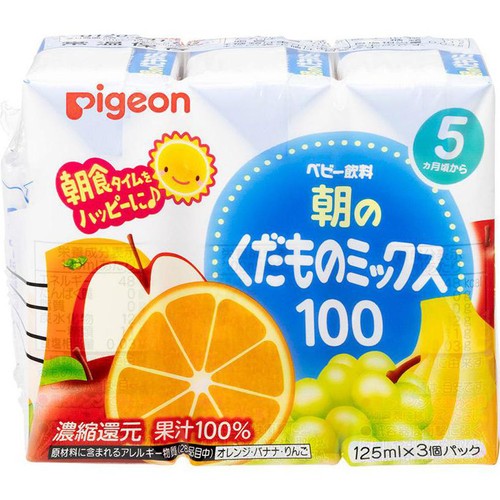 ピジョン 朝のくだものミックス100 5ヵ月頃から 125ml x 3個