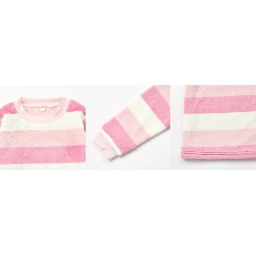 PEACE FIT(ピースフィット)WARM フリース長袖ルームウェア ボーダー 女の子 ピンク 120cm トップバリュ