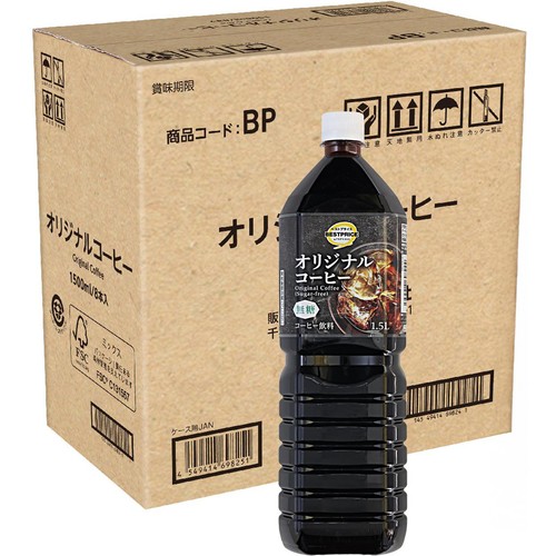 オリジナルコーヒー無糖 1ケース 1500ml x 8本 トップバリュベストプライス