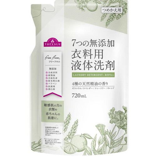 7つの無添加衣料用液体洗剤 つめかえ 720mL トップバリュ