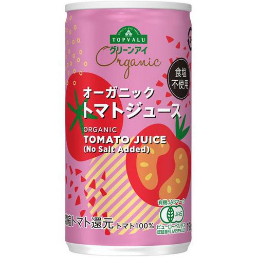 オーガニックトマトジュース食塩不使用 190g トップバリュ グリーン