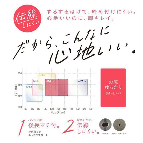 満足 美しく心地いい 伝線しにくい パンティストッキング JMーLヌーディーベージュ