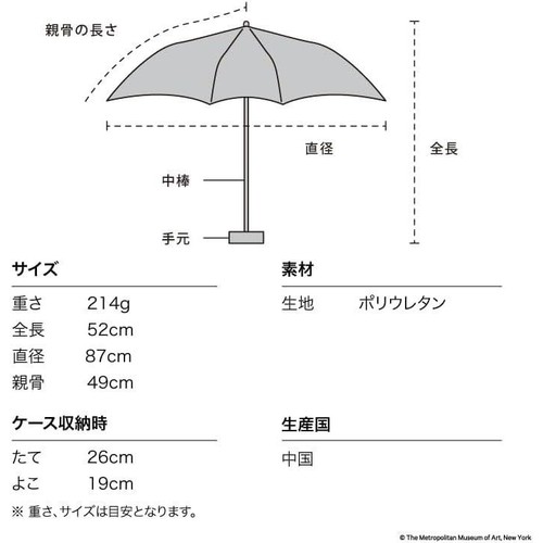 ワールドパーティー THE MET×Wpc.名画アンブレラ 折りたたみ傘 クロード・モネ 49cm 菊