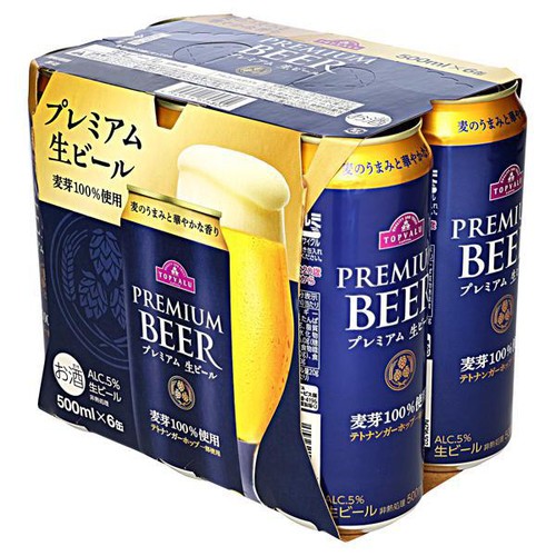 プレミアム生ビール＜6缶パック＞ 500ml x 6本 トップバリュ Green